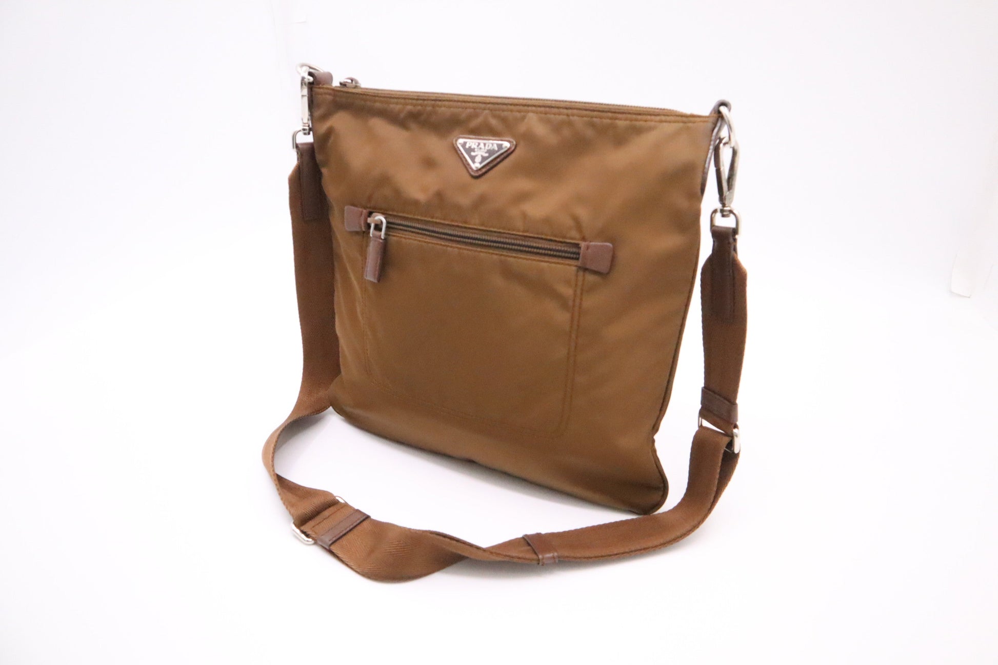 Prada Crossbody In Tessuto Handbag Nylon Brown Crossbody Bag