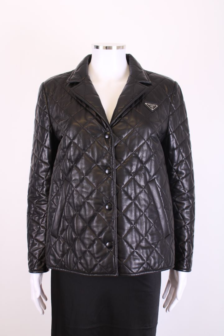 Prada Handbag Nappa Jacket S Leather Quilted Black