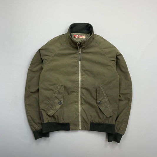 Prada Handbag Sport Tab Padded Harrington Bomber Jacket Leather Green