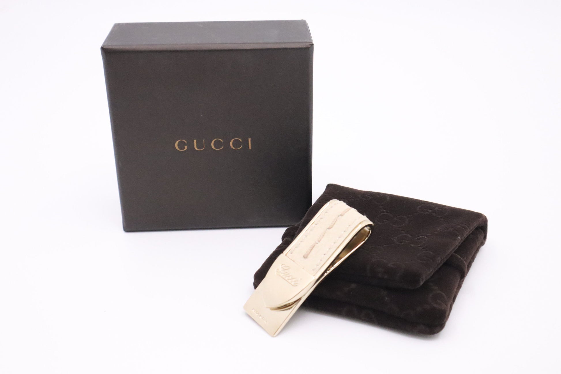 Gucci Money Clip Off Leather White Handbag
