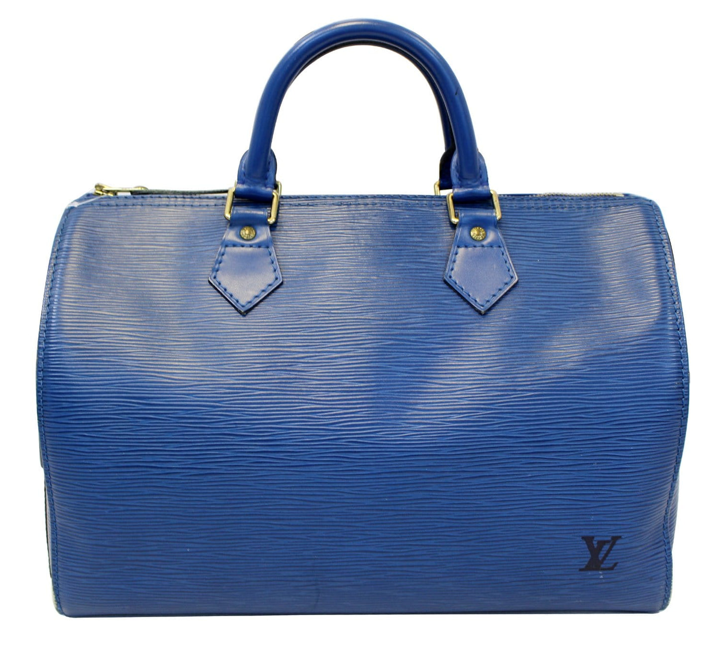 Louis Epi Speedy Satchel Bag Leather Blue Clutch Bag