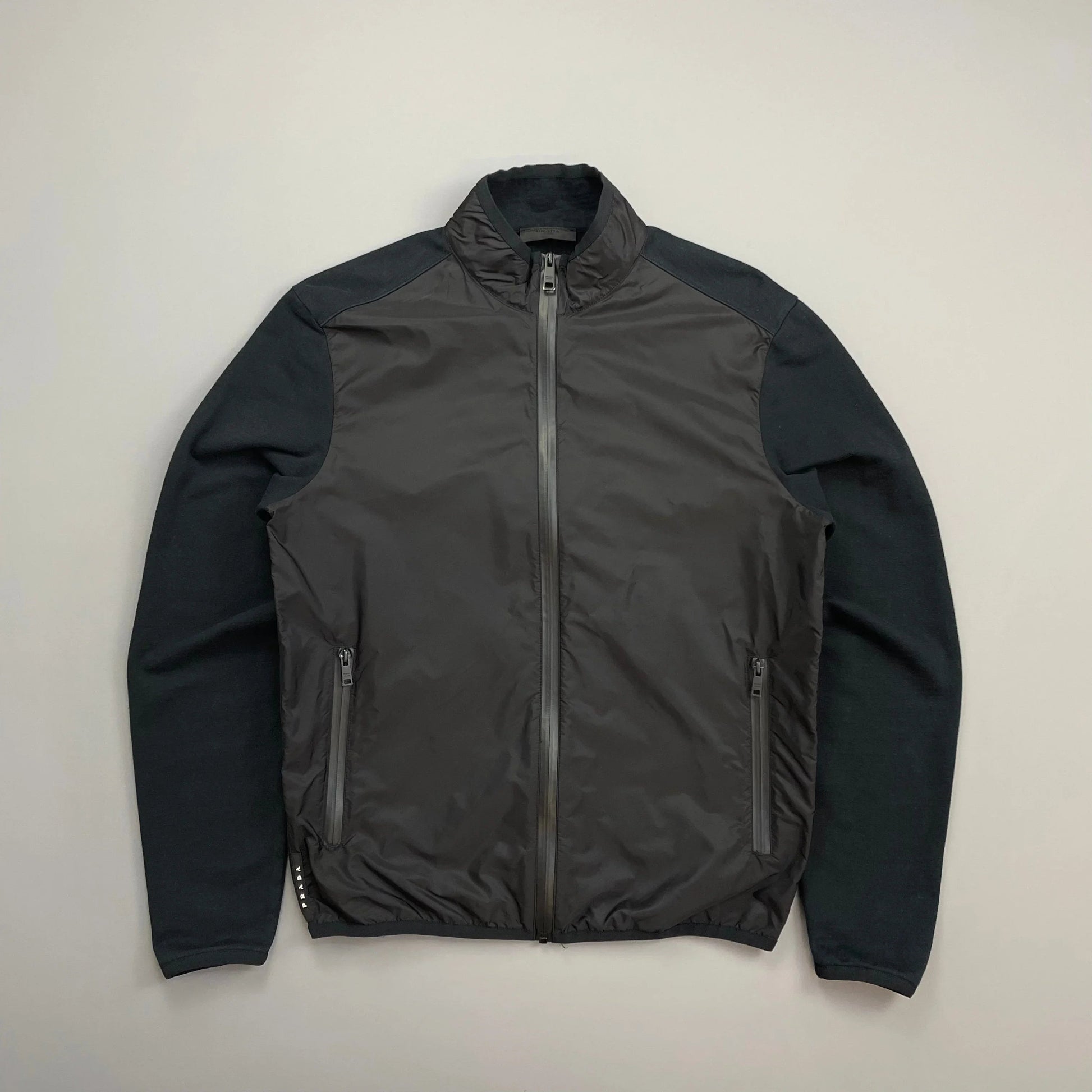 Prada Handbag Panelled Track Jacket Nylon Black