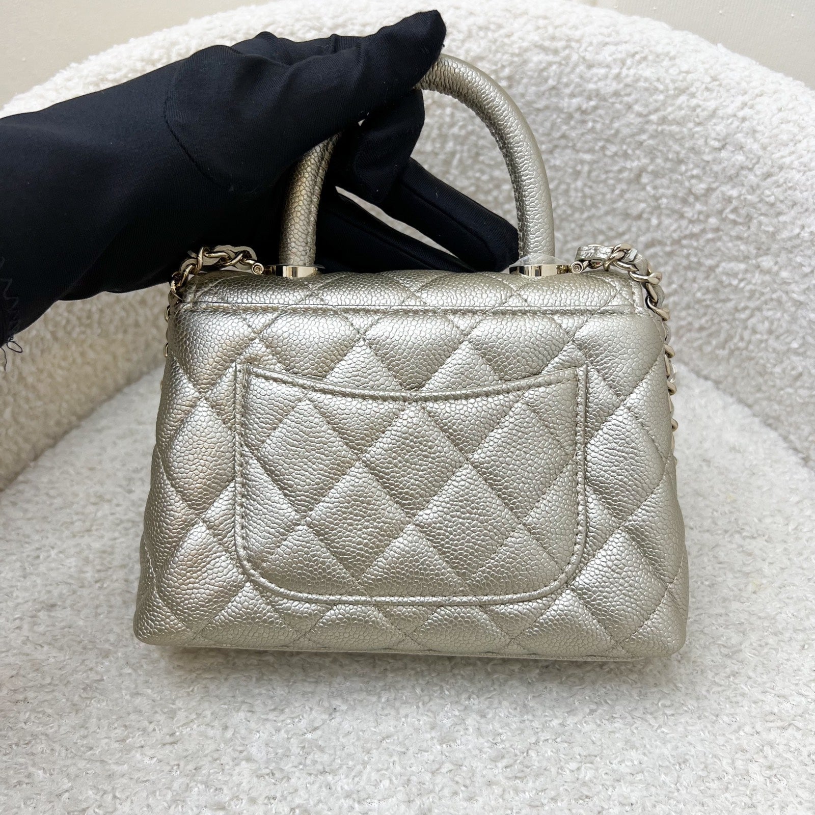 Chanel Micro Coco Handle Flap Bag in 25K Metallic Gold Caviar and Lghw ( )