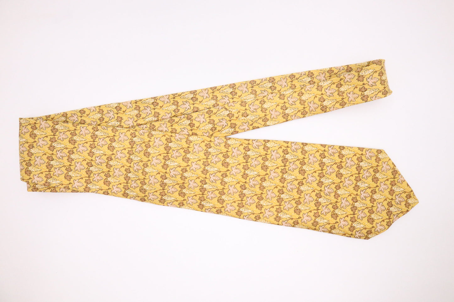 Hermes Tie In Yellow & Silk Handbag Brown Travel Bag