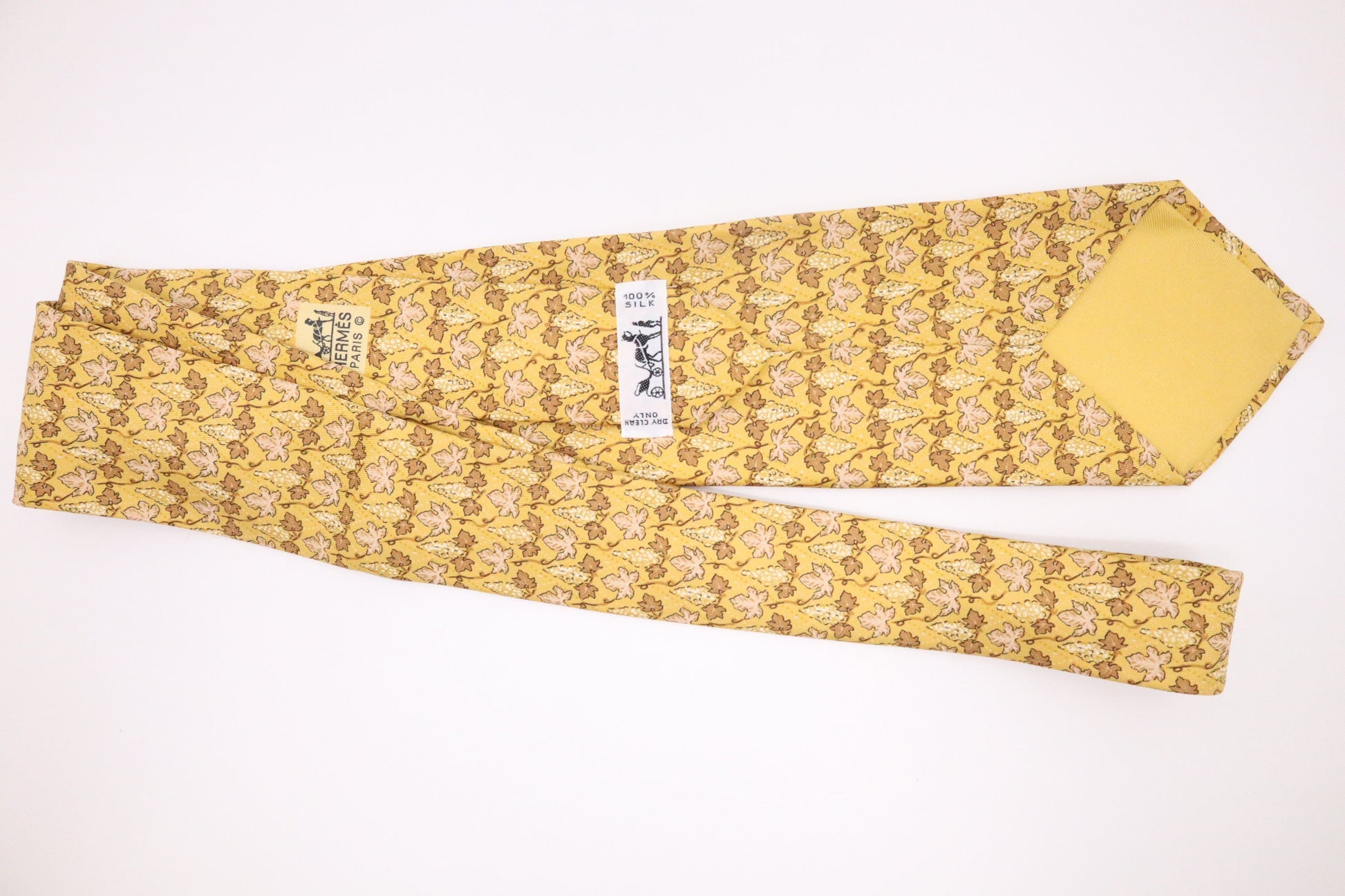 Hermes Tie In Yellow & Silk Handbag Brown Travel Bag
