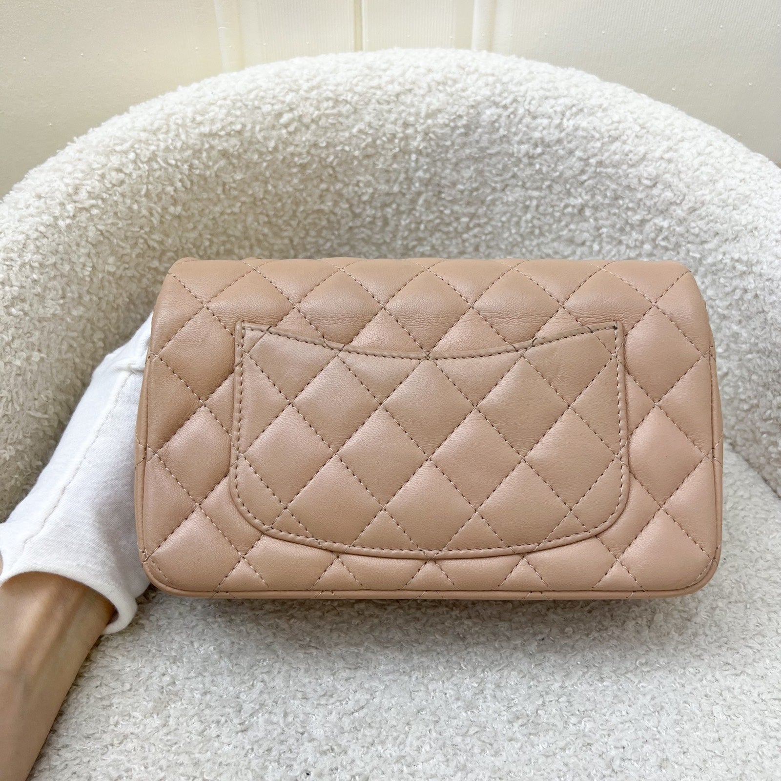 Chanel Classic Mini Rectangle In Nude Beige Lambskin And Lghw (model: A69900) Bag