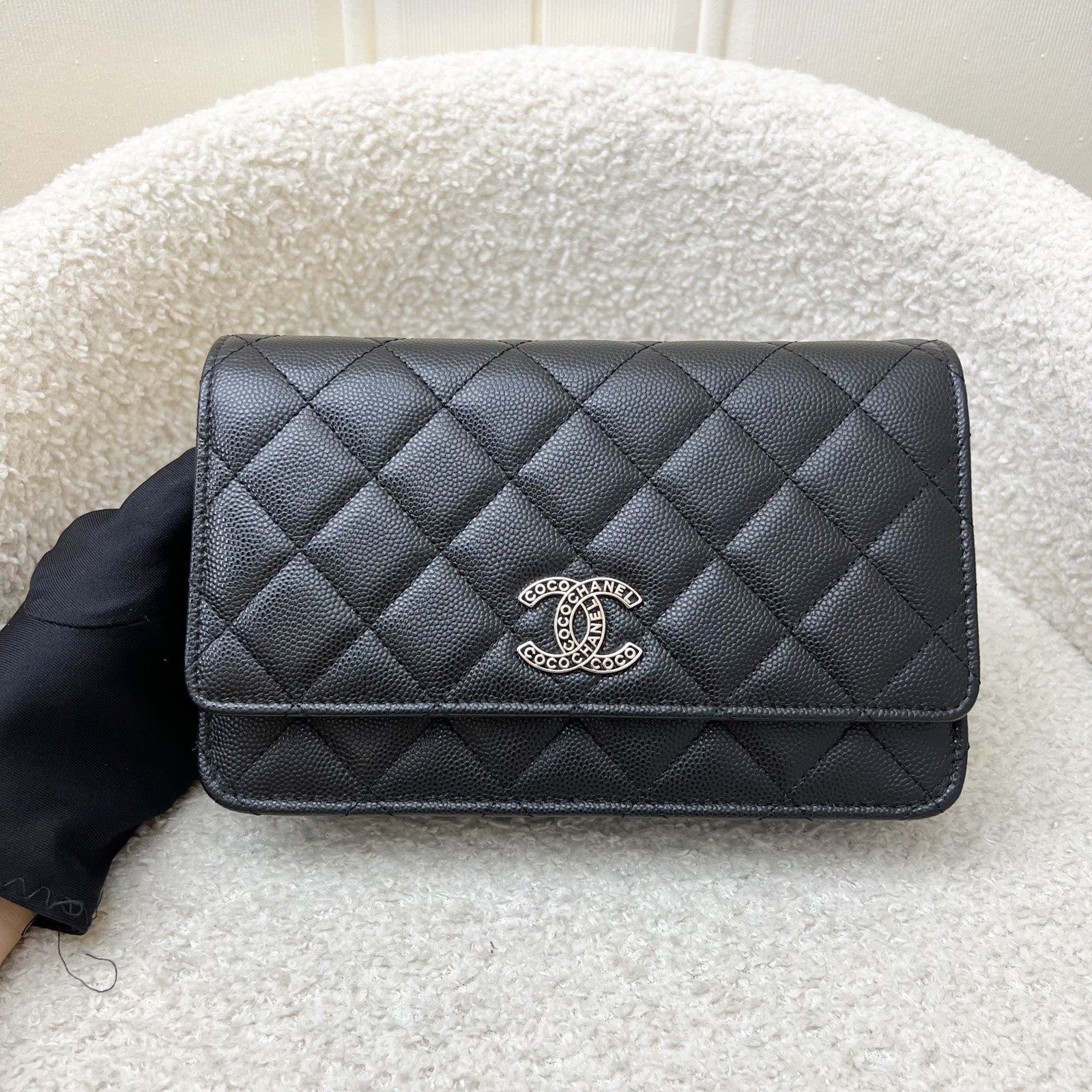Chanel 25P Wallet On Chain Woc In Black Caviar And Shw ( ) Bag