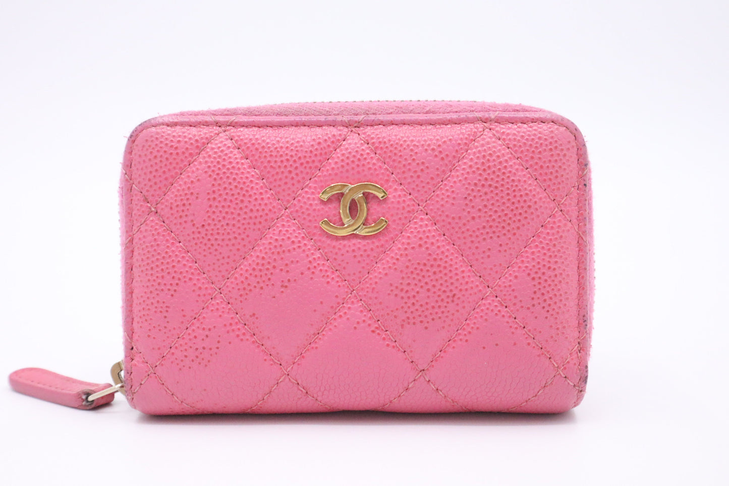Chanel Compact Zippy Caviar Pink Leather Handbag