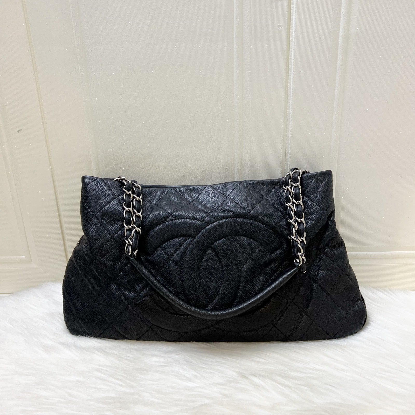 Chanel Timeless CC Tote Bag In Black Caviar And Shw