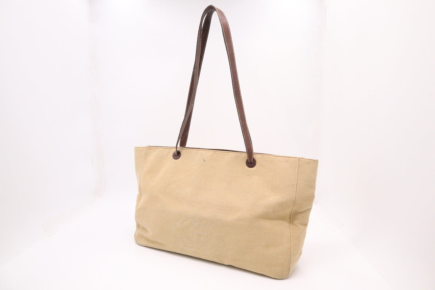 Chanel Beige Canvas Tote Bag