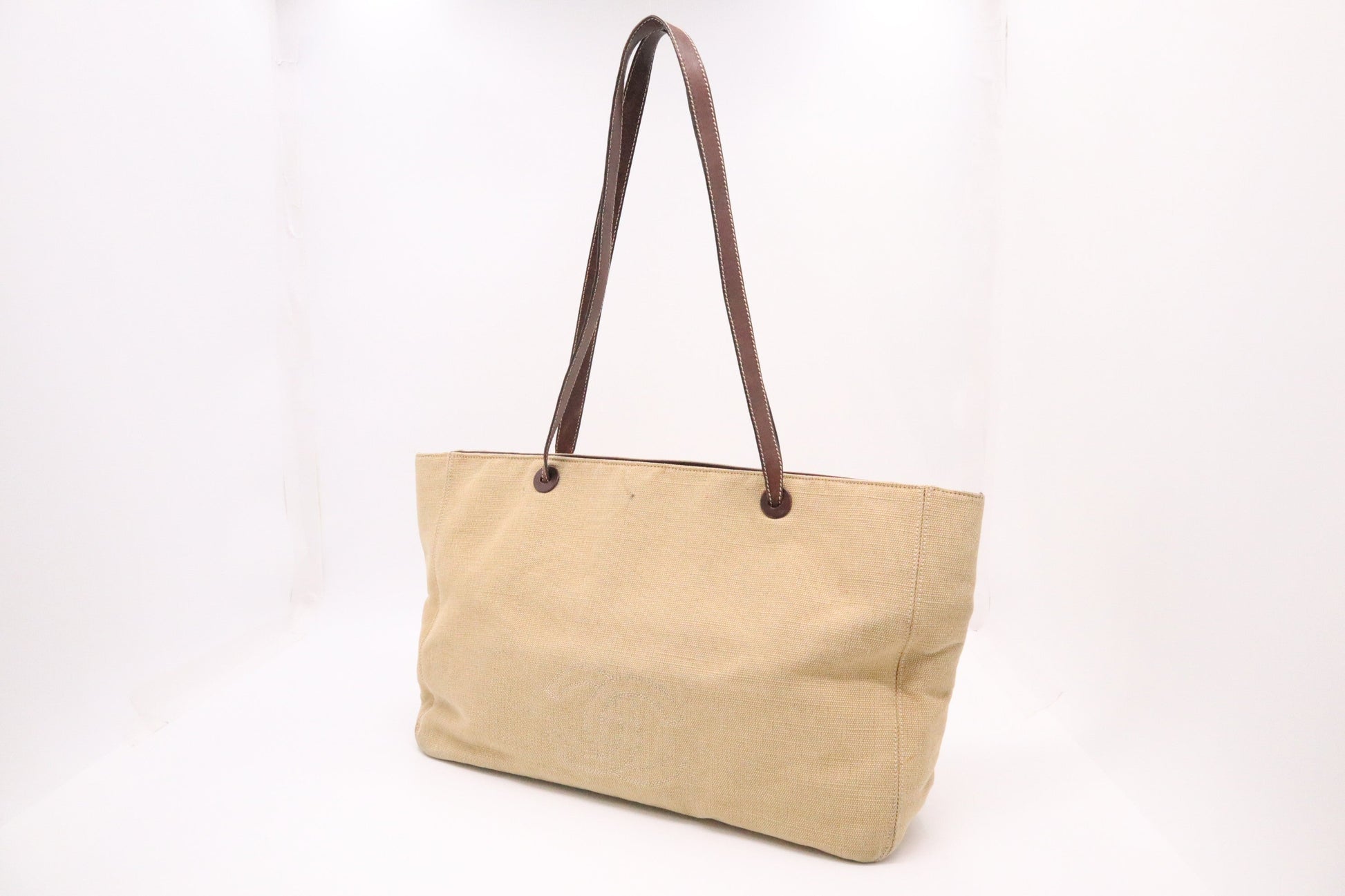 Chanel Beige Canvas Tote Bag