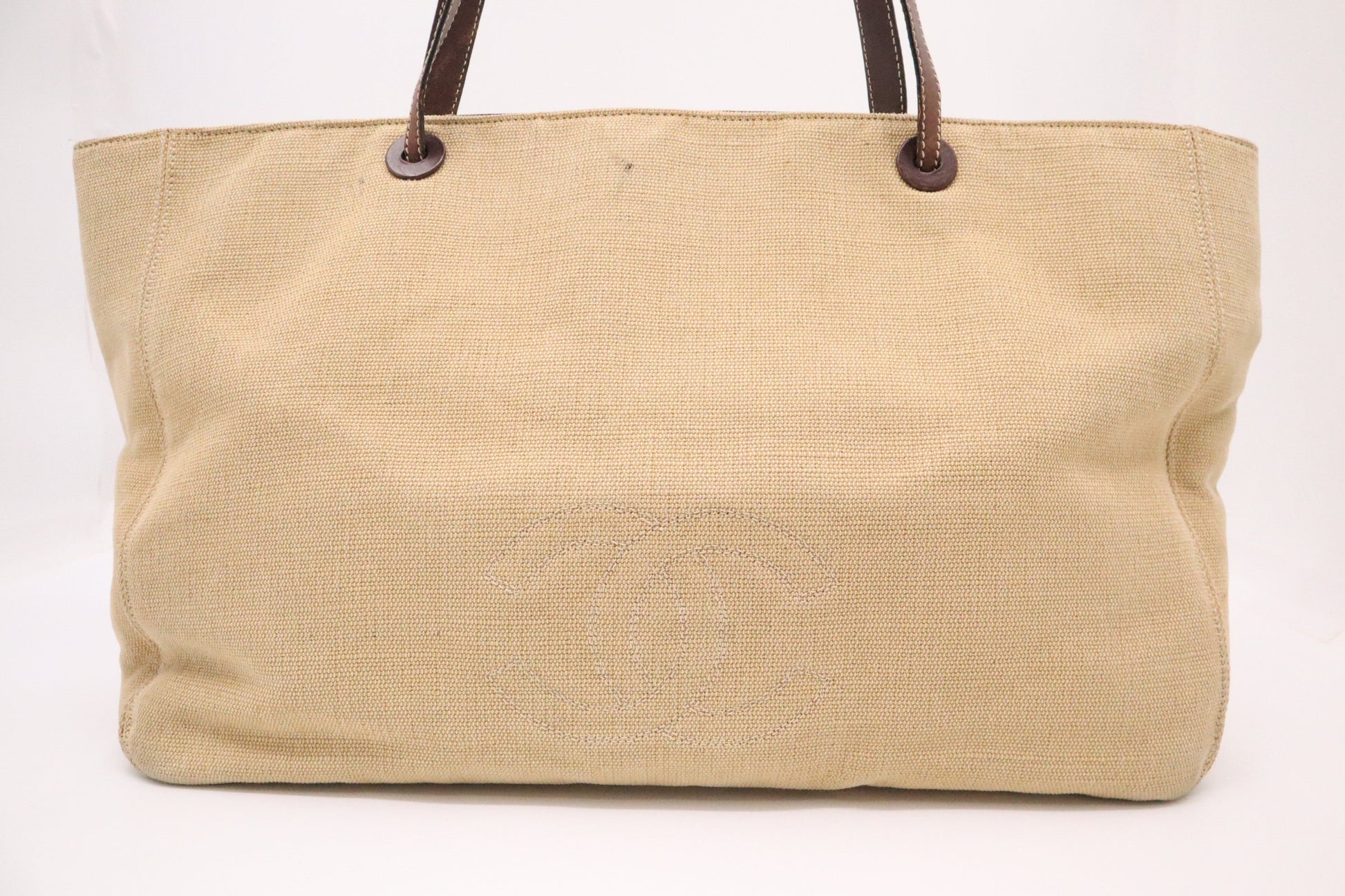 Chanel Beige Canvas Tote Bag