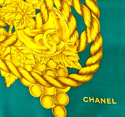 Chanel Green Foliage Silk Scarf Bag