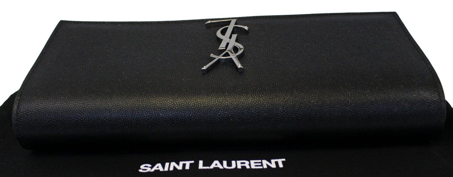 YSL Saint Laurent Saint Kate Clutch Leather Black Clutch Bag Clutch E4556