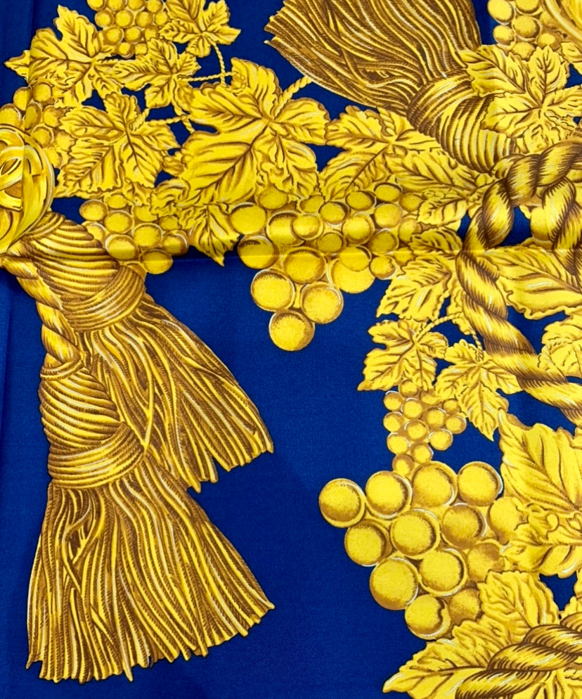 Chanel Navy Foliage Silk Scarf Bag