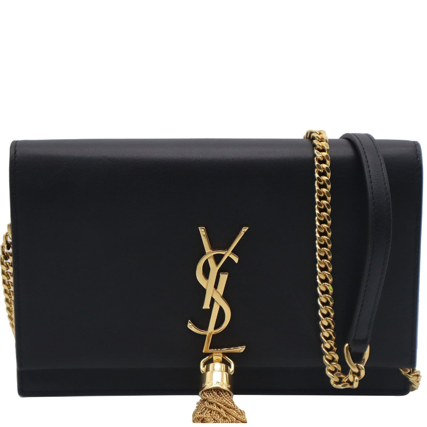 YSL Saint Laurent Yves Kate Tassel Crossbody Bag Leather Black Crossbody Bag Black