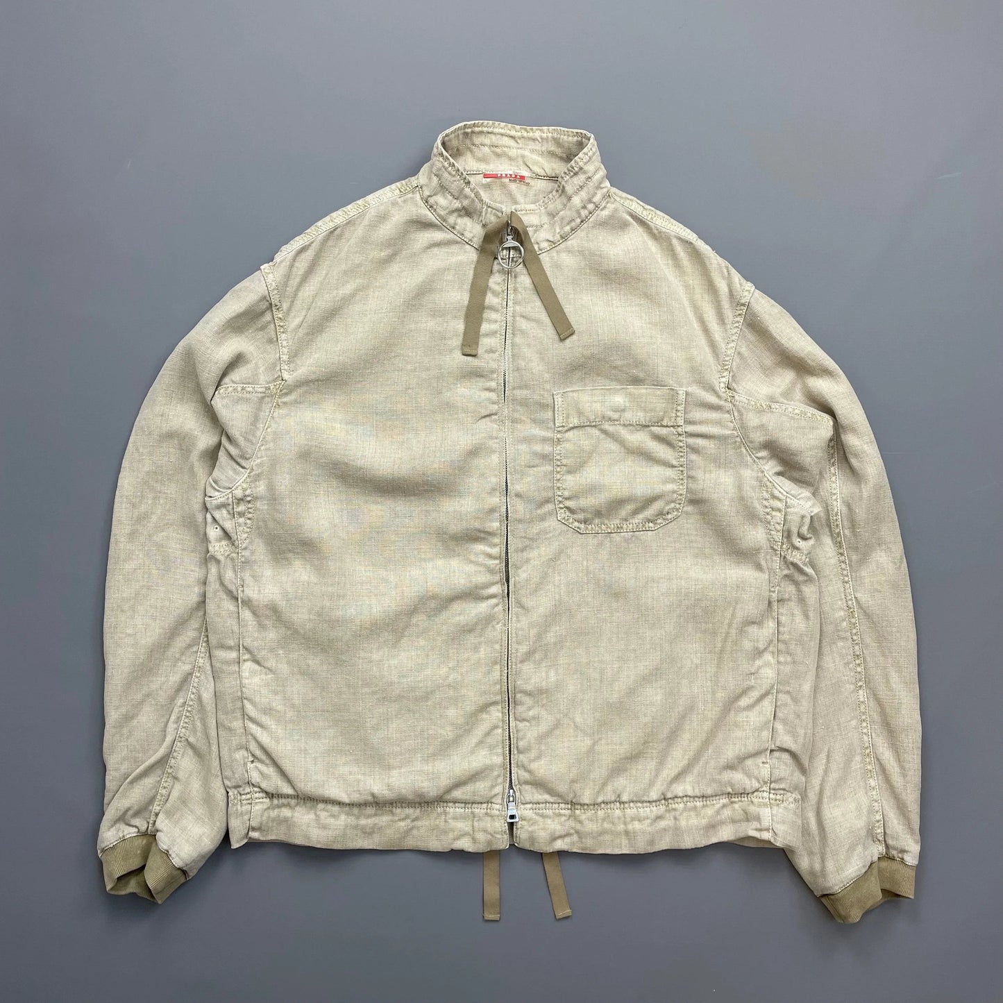 Prada Handbag Linen -Through Lightweight Jacket Beige Zip