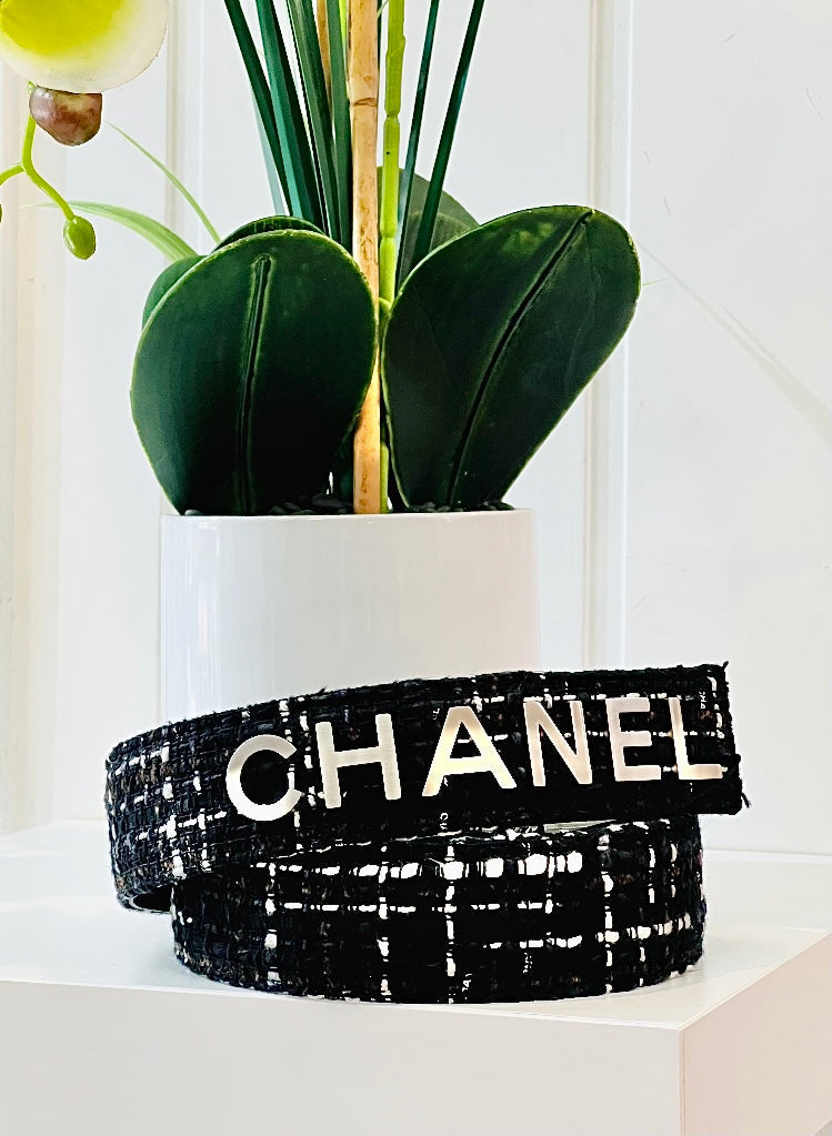 Chanel Tweed Navy Blue Belt Bag