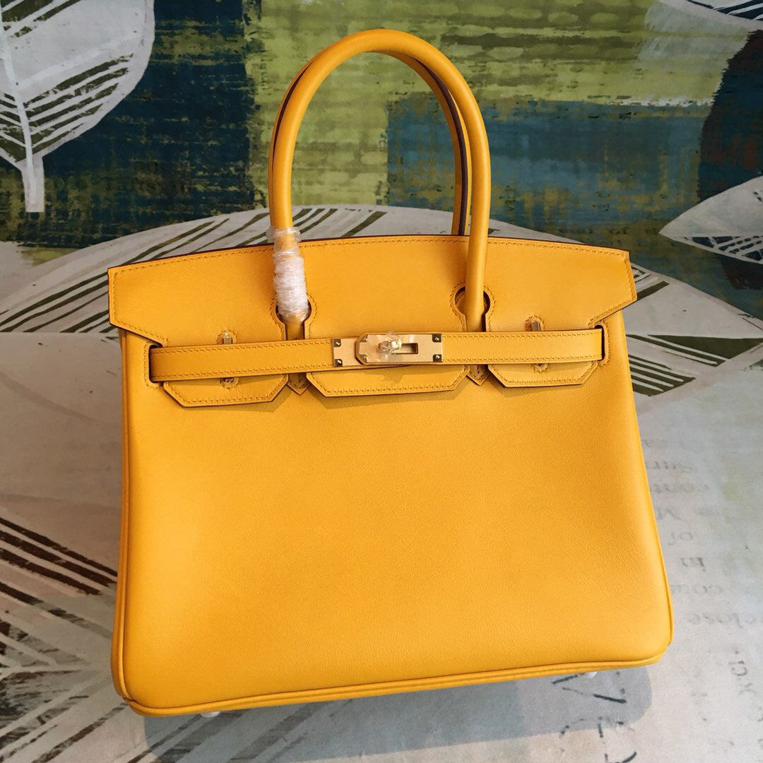 Top Quality Birkin Yellow For Women Toned Gold Travel Bag