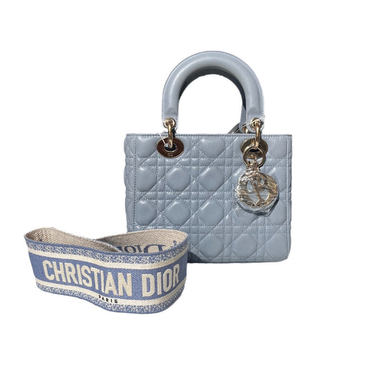 Dior Lady My Abc Lambskin Cannage With Strap Leather Blue Travel Bag