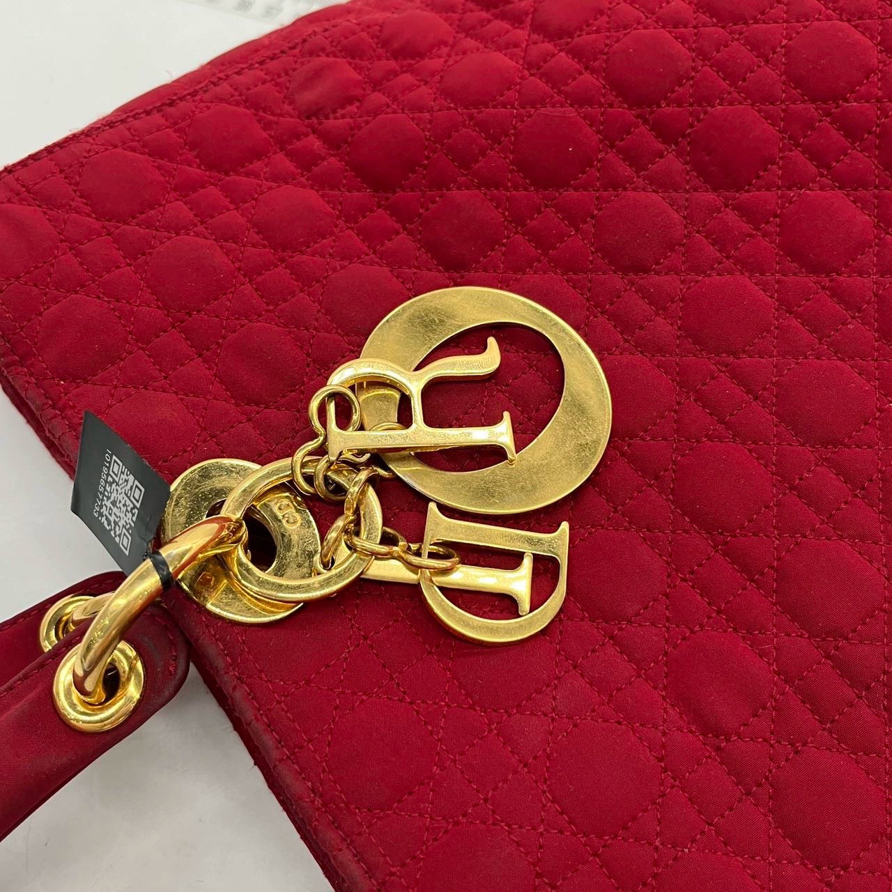 Dior Lady Burgundy Cloth With Yellow Tone Hardware Gold Large Travel Bag