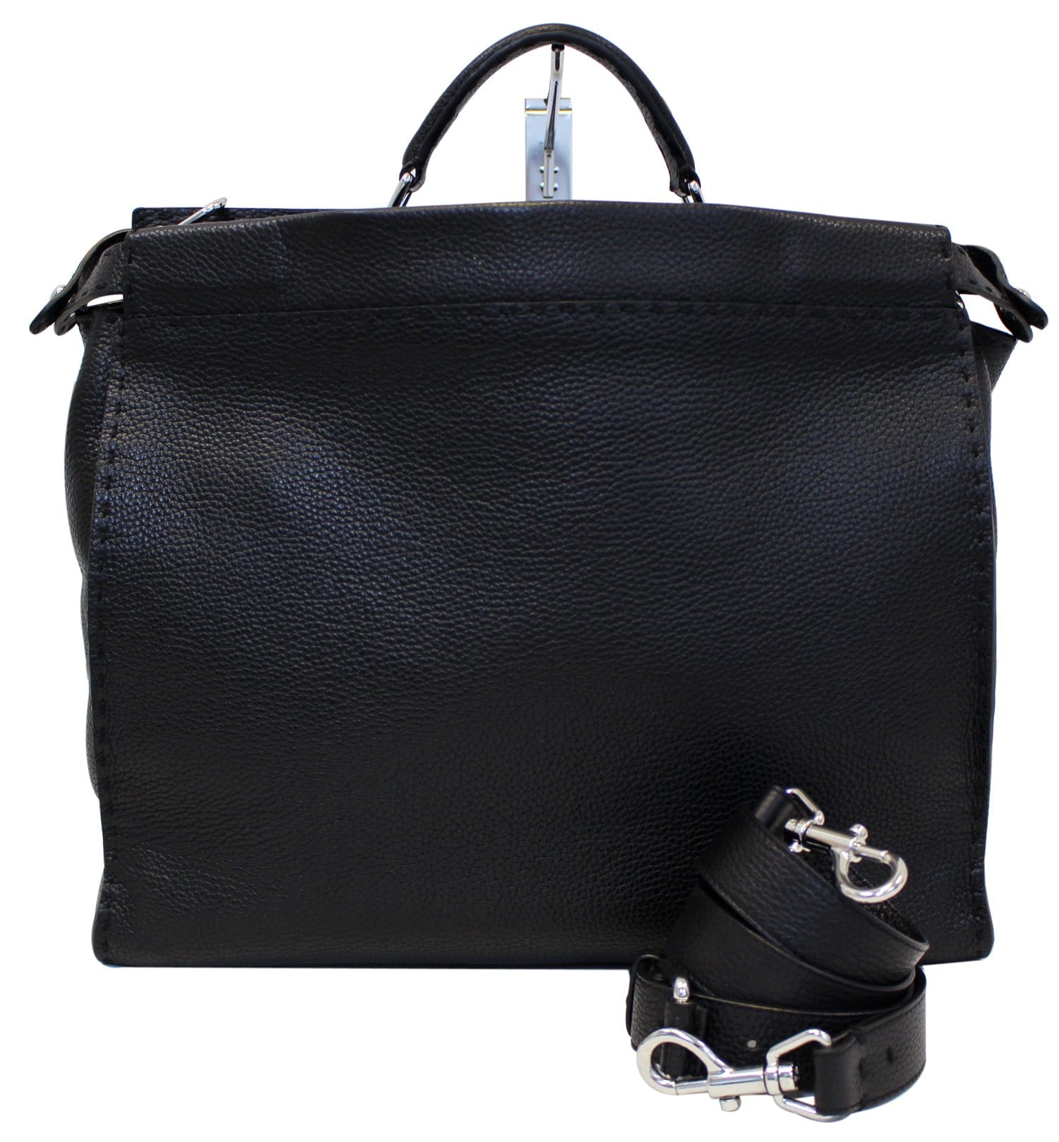 Fendi Selleria Peekaboo Monster Shoulder Handbag Leather Black Shoulder Bag