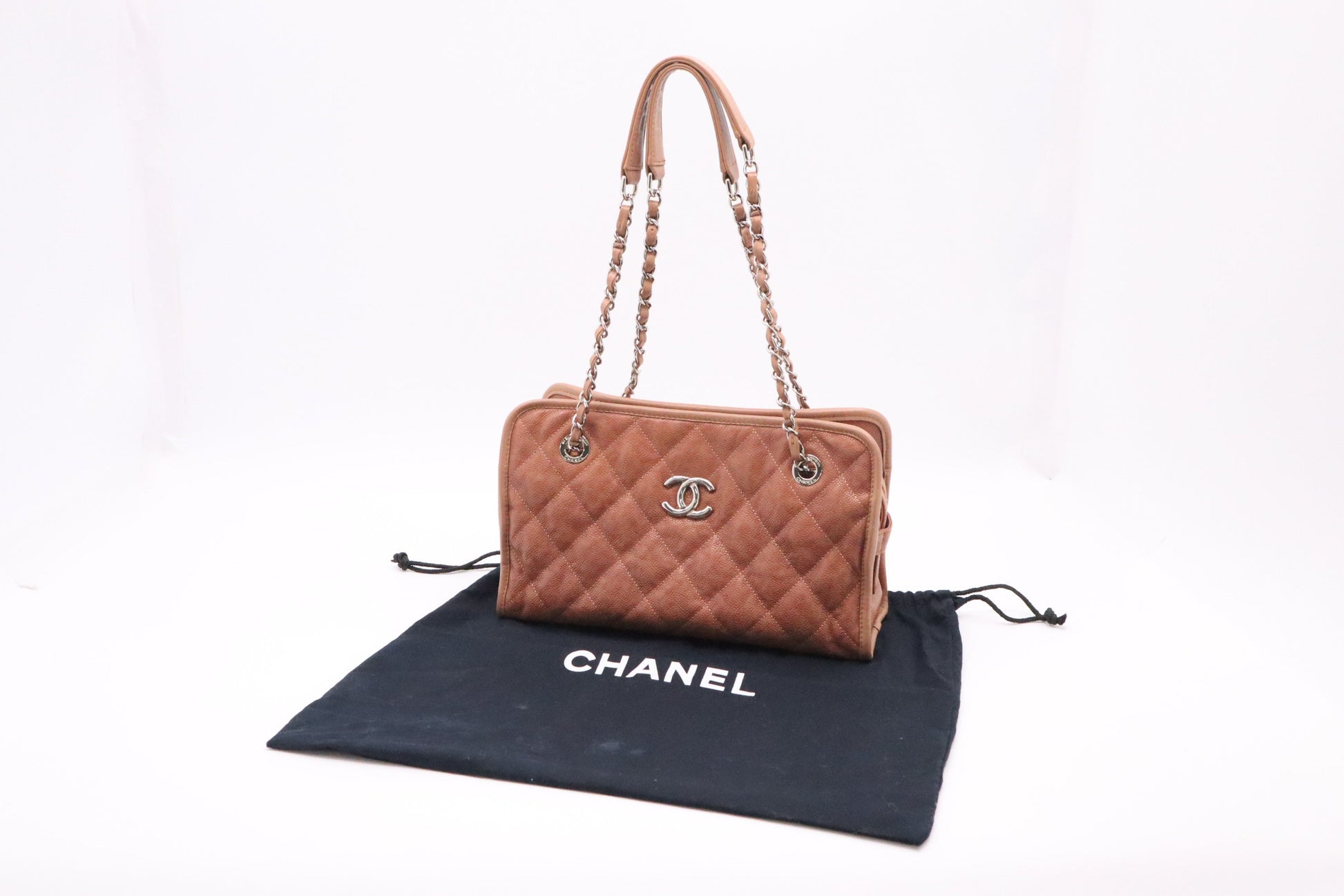Chanel French Riviera Caviar MatelassÃ© Brown Leather Shoulder Bag
