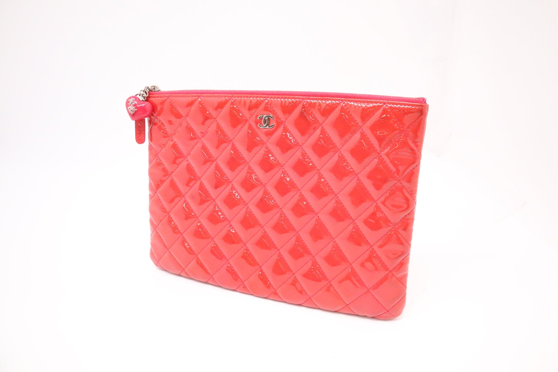 Chanel O - Patent Pink Orange Small Leather Handbag
