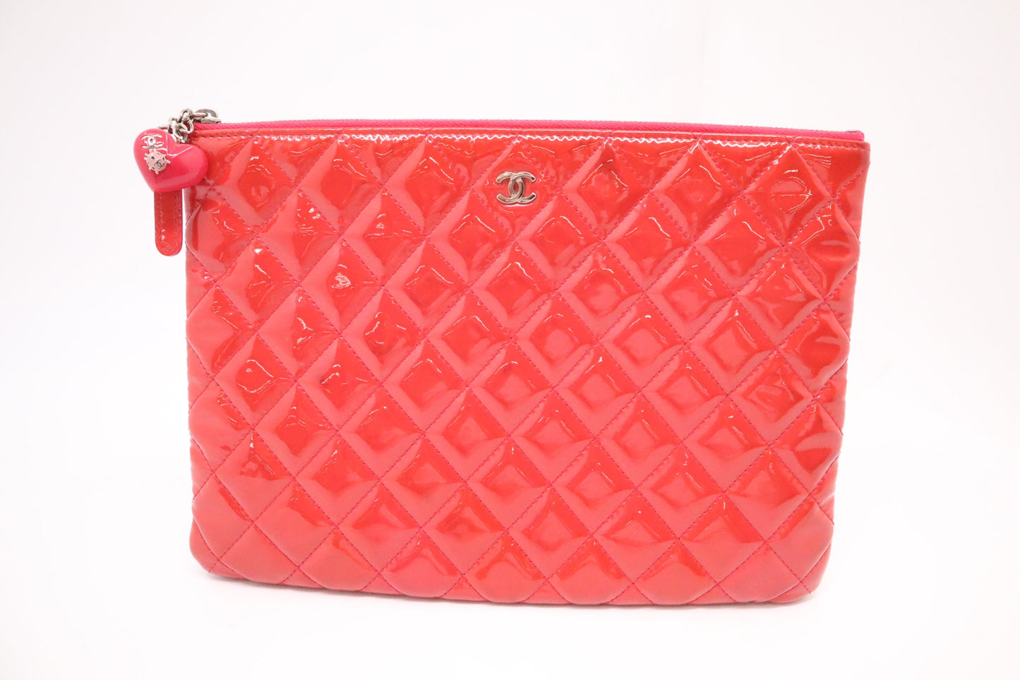 Chanel O - Patent Pink Orange Small Leather Handbag