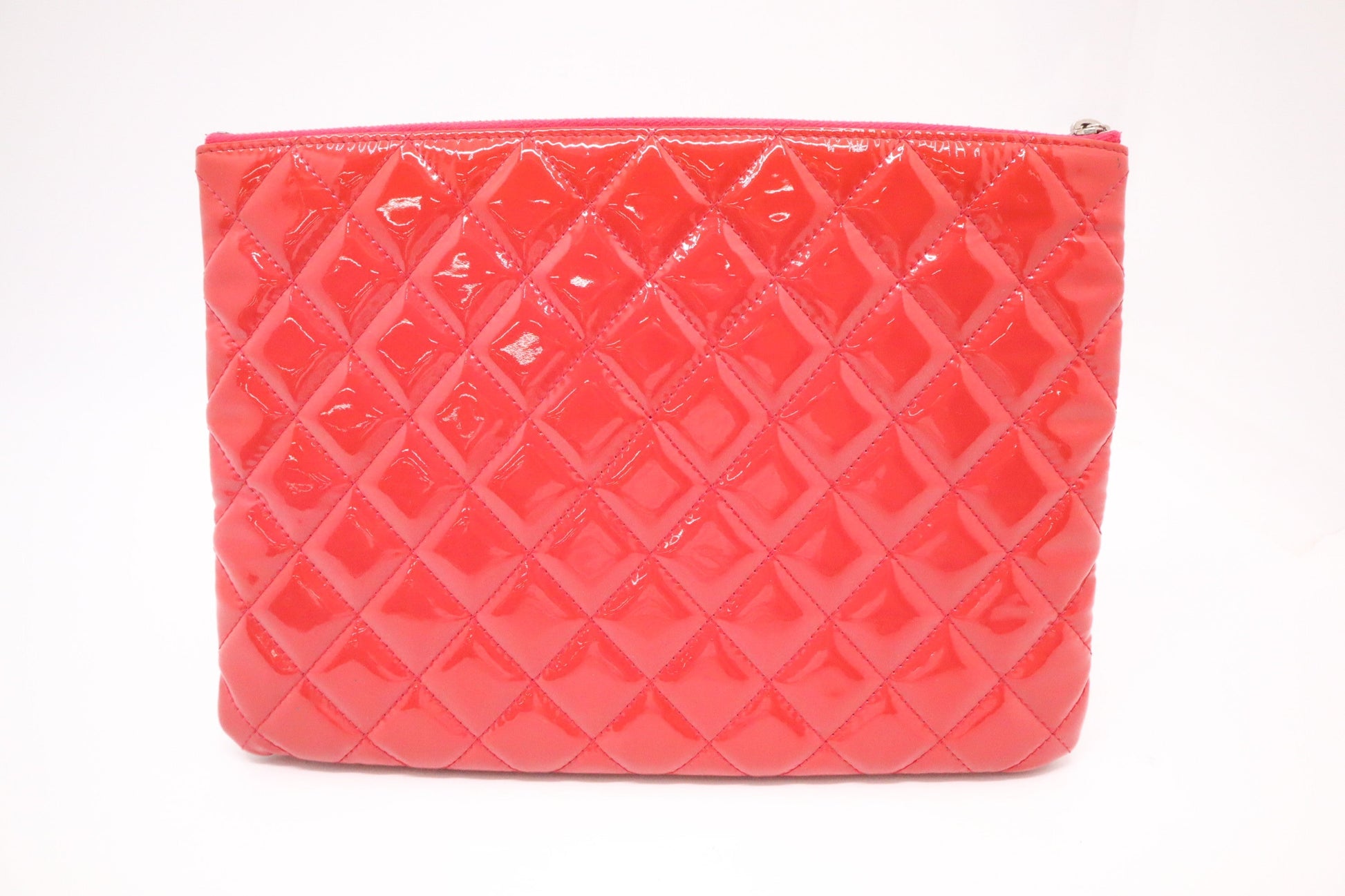 Chanel O - Patent Pink Orange Small Leather Handbag