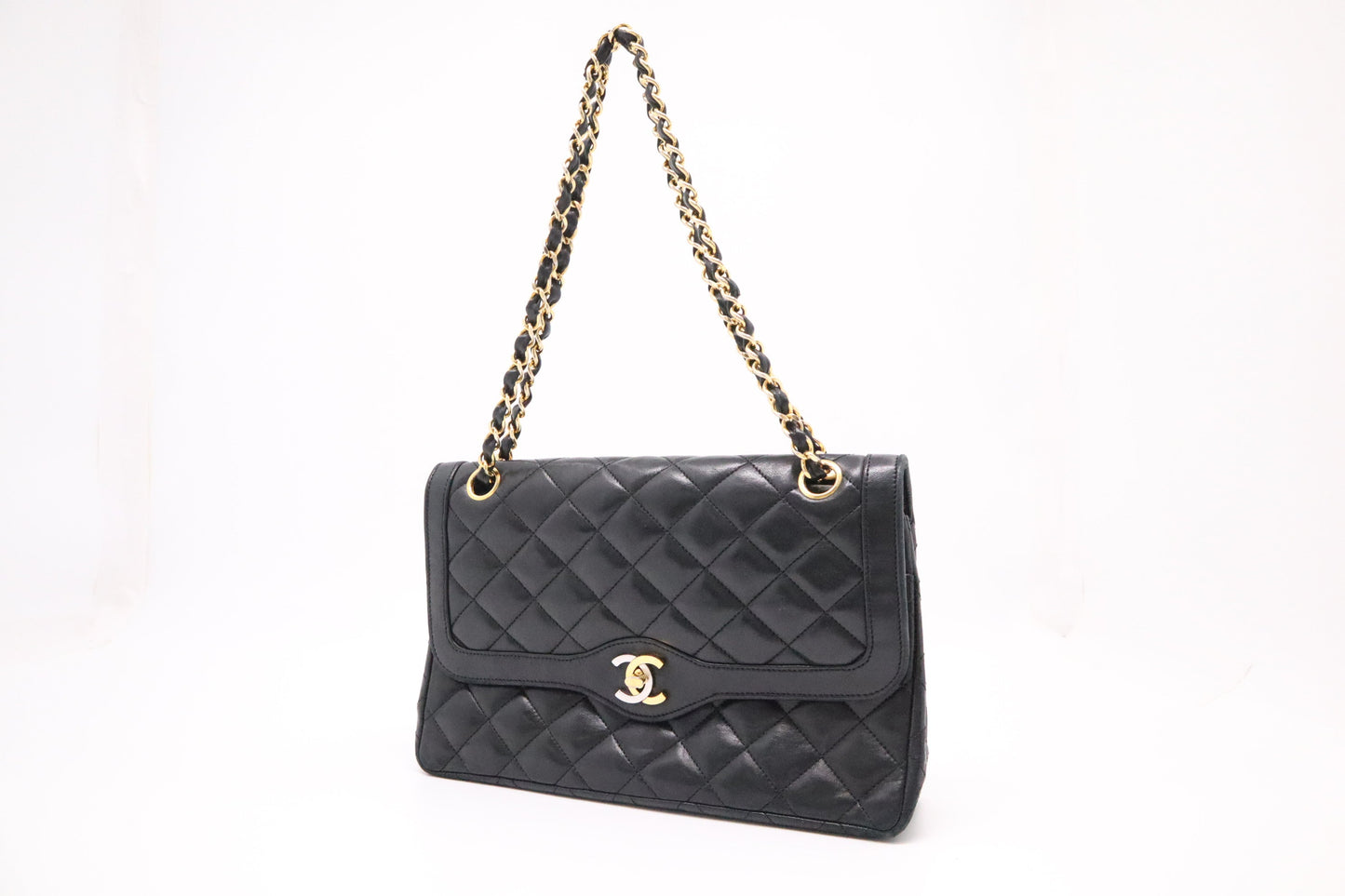 Chanel Paris Double MatelassÃ© Black Leather Handbag