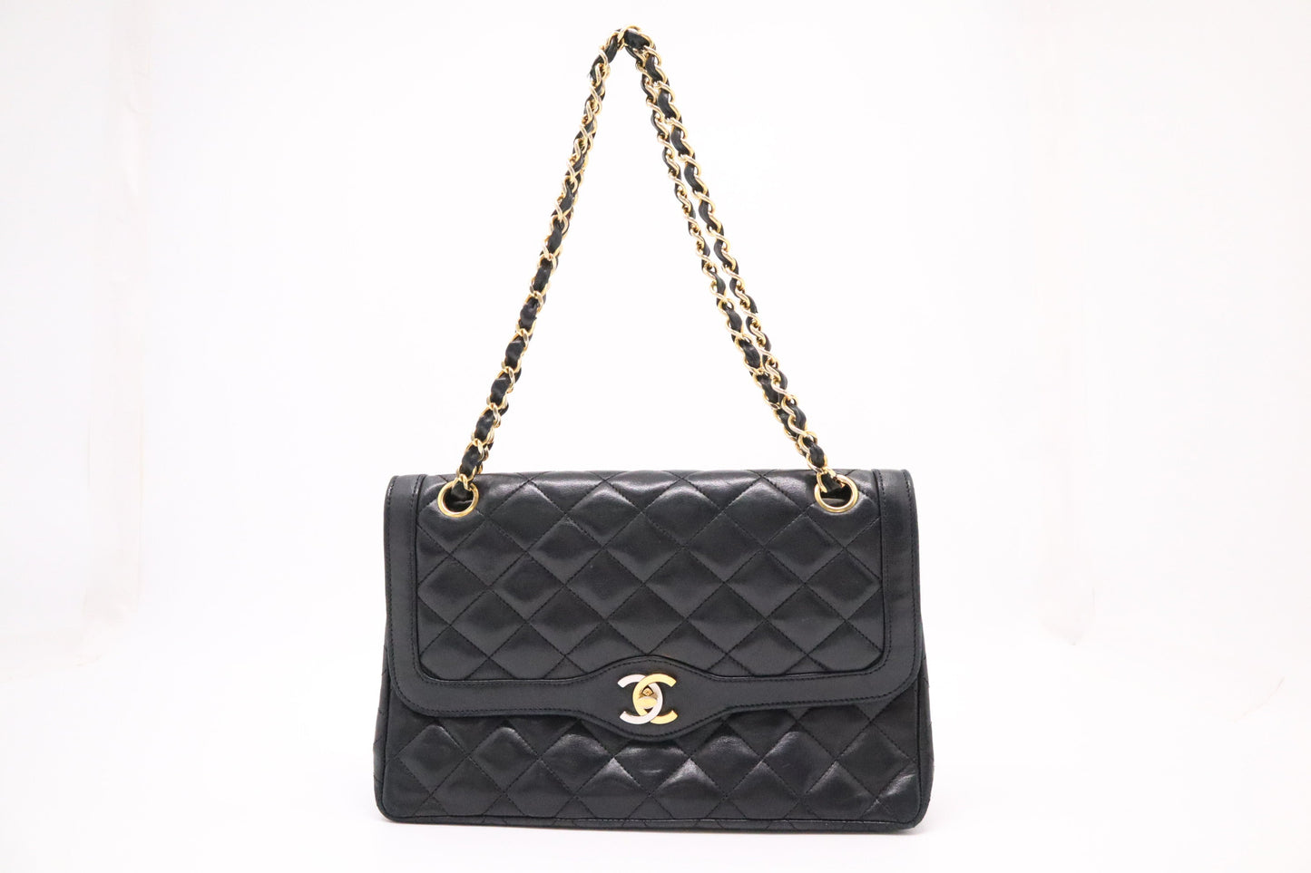 Chanel Paris Double MatelassÃ© Black Leather Handbag