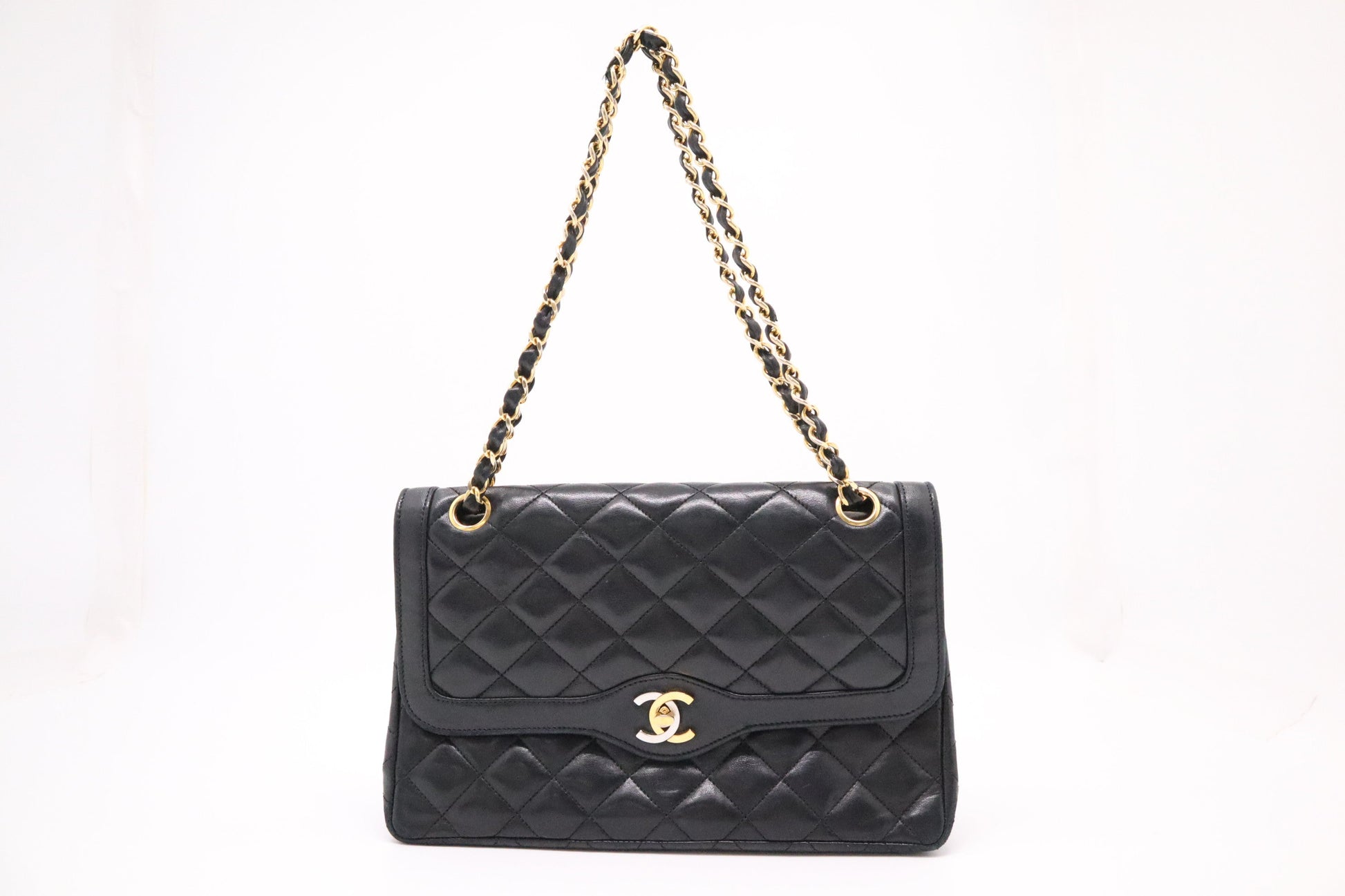 Chanel Paris Double MatelassÃ© Black Leather Handbag