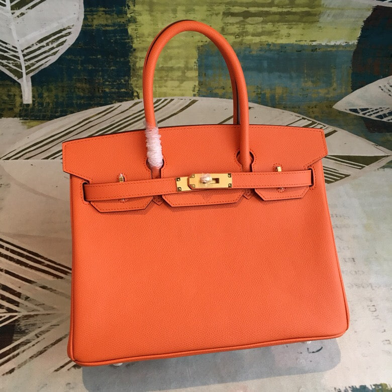 Top Quality Birkin Orange For Women Toned Gold Travel Bag