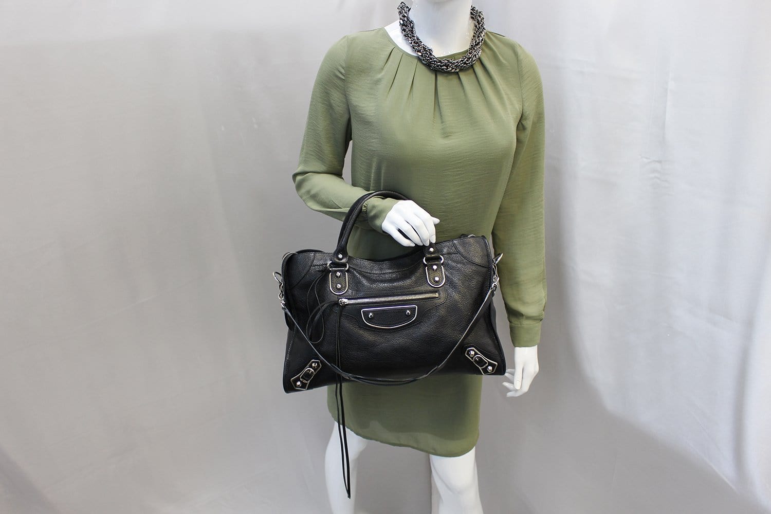 Balenciaga Balen Classic Metallic Edge City Satchel Bag Medium Shoulder Bag