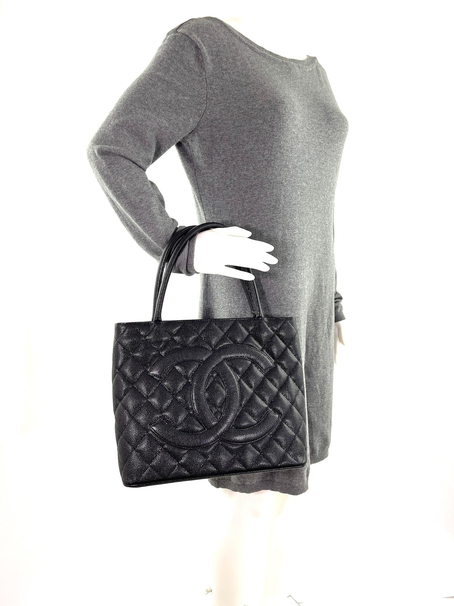Chanel Black Caviar Quilted Medallion Timeless Tote
