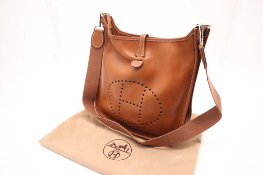 Hermes Evelyne Pm In Handbag Leather Brown Travel Bag