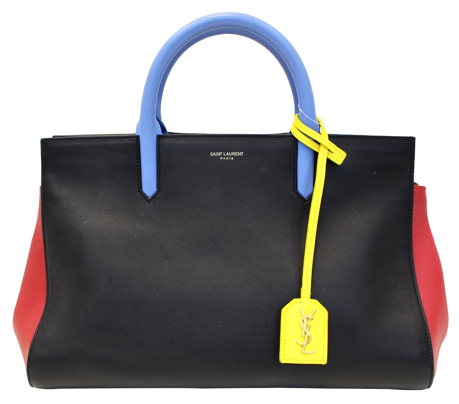 YSL Saint Laurent Yves Calfskin Cabas Rive Gauche Satchel Bag Small