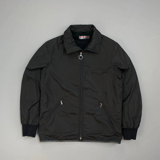 Prada Handbag Sport 00s Trim Padded Jacket Leather Nylon Black