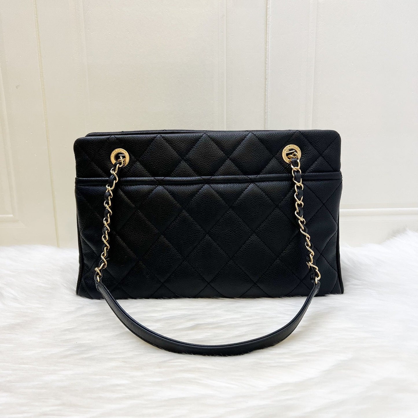 Chanel Timeless CC Shoulder Tote Bag in Black Caviar and GHW