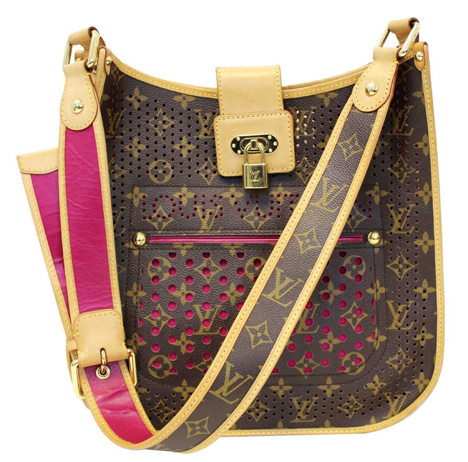Louis Fuchsia Perforated Mtte Shoulder Bag Monogram