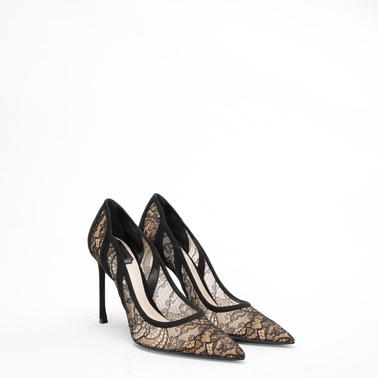 Dior Shoe Lace and Pointed Toe Pumps Suede Black Shoes