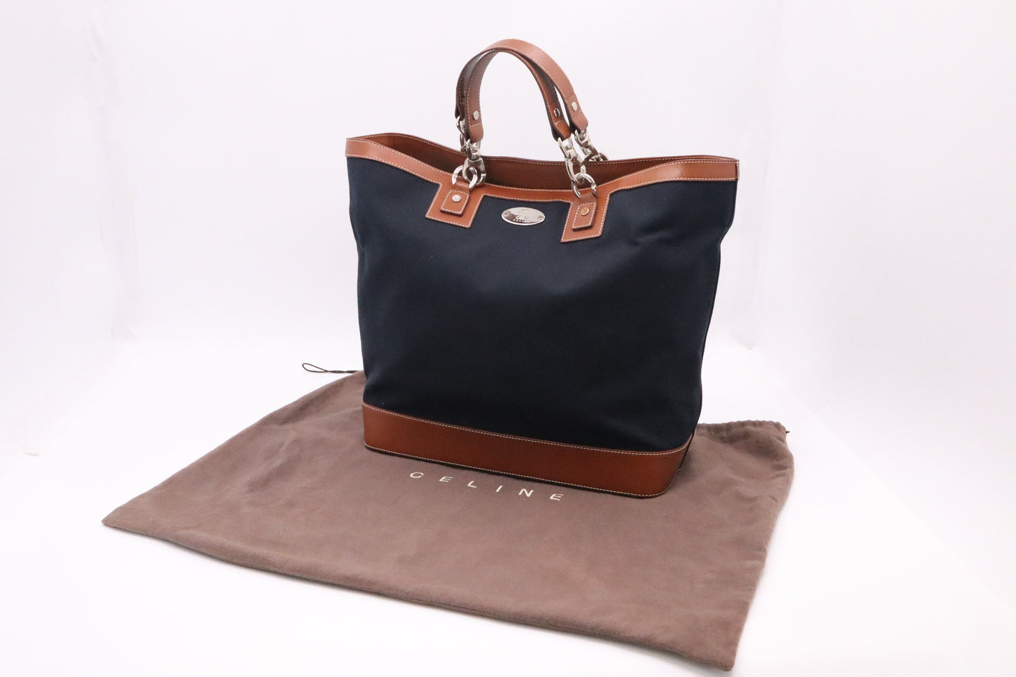 Celine Tote In Handbag Canvas Blue Tote Bag
