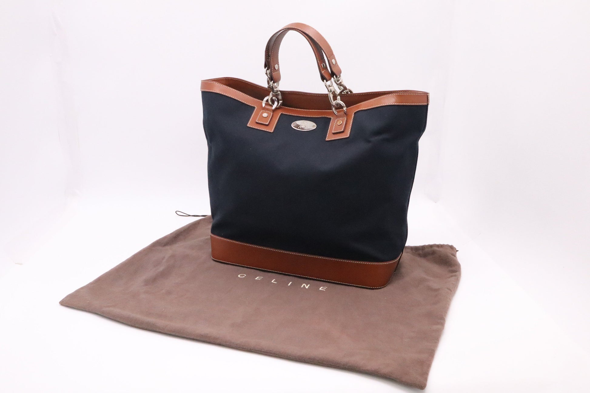 Celine Tote In Handbag Canvas Blue Tote Bag