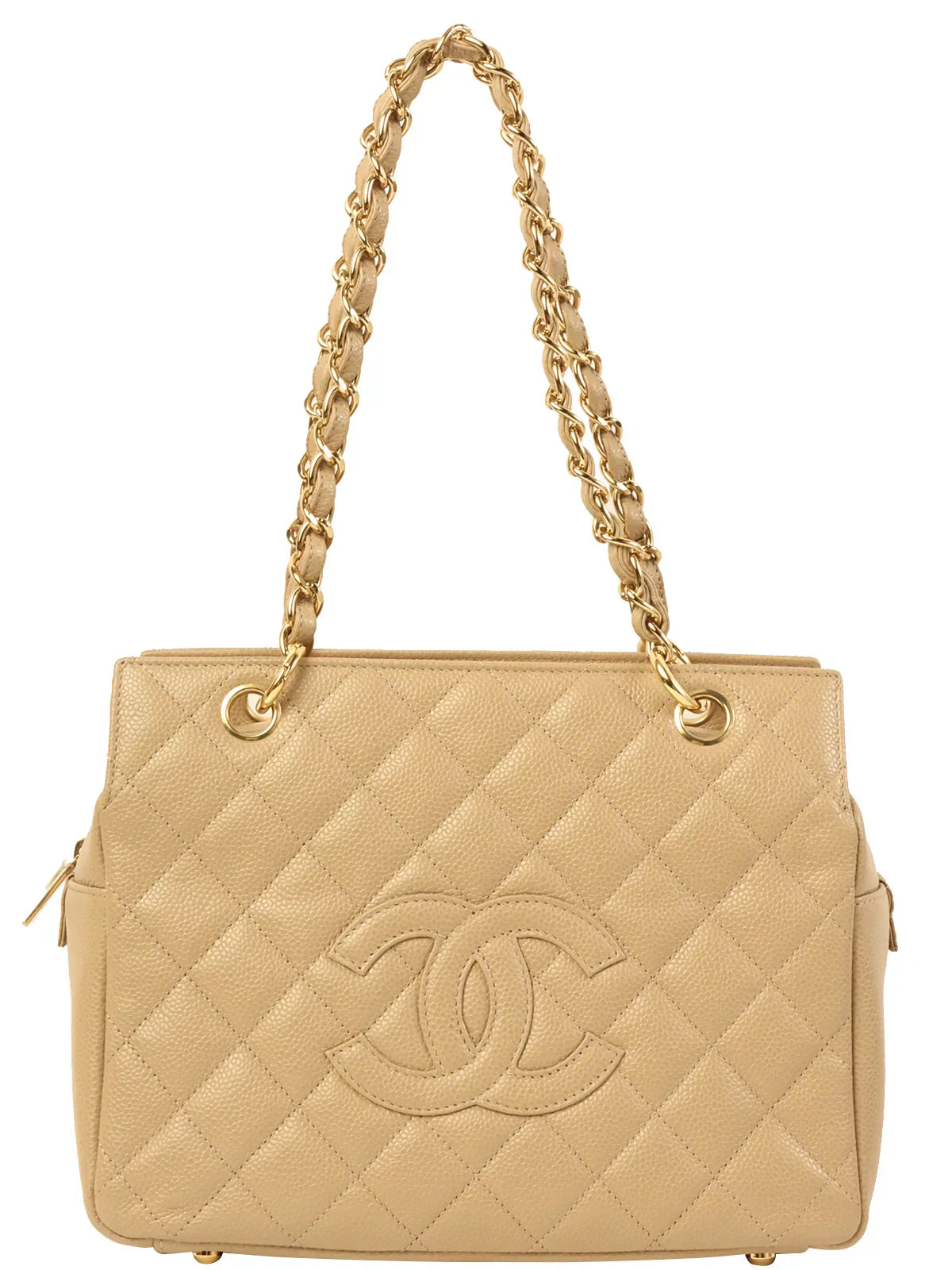 Chanel Around  Made Caviar Skin Cc Mark Stitch Chain Tote Bag Greige
