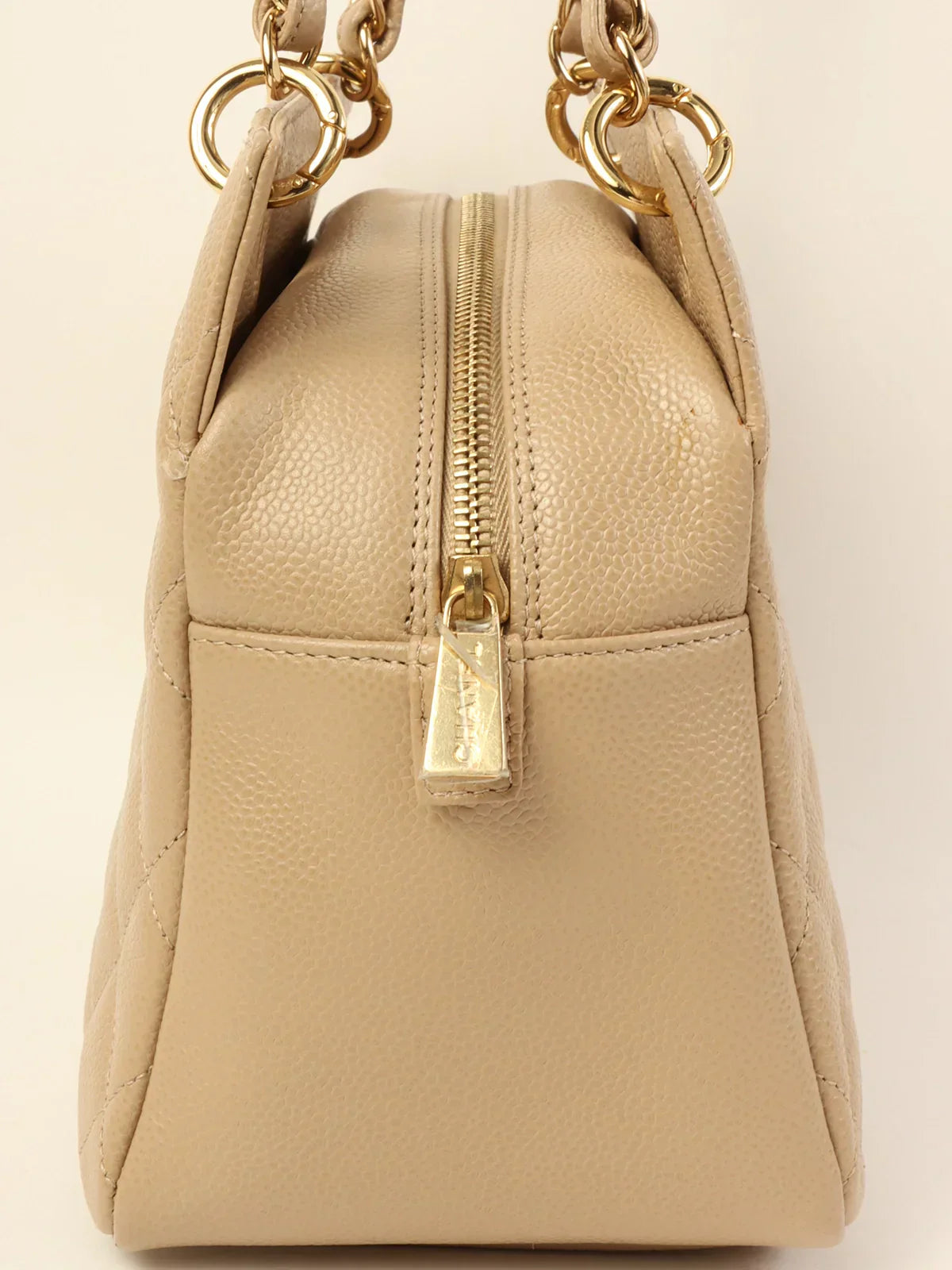 Chanel Around  Made Caviar Skin Cc Mark Stitch Chain Tote Bag Greige