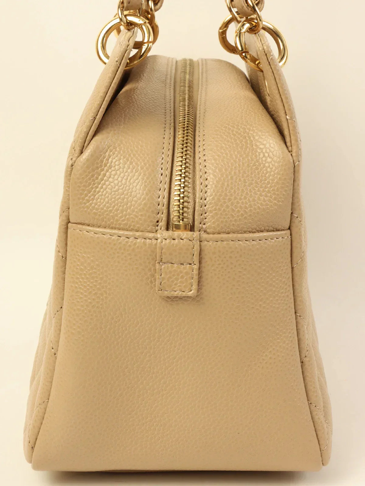 Chanel Around  Made Caviar Skin Cc Mark Stitch Chain Tote Bag Greige