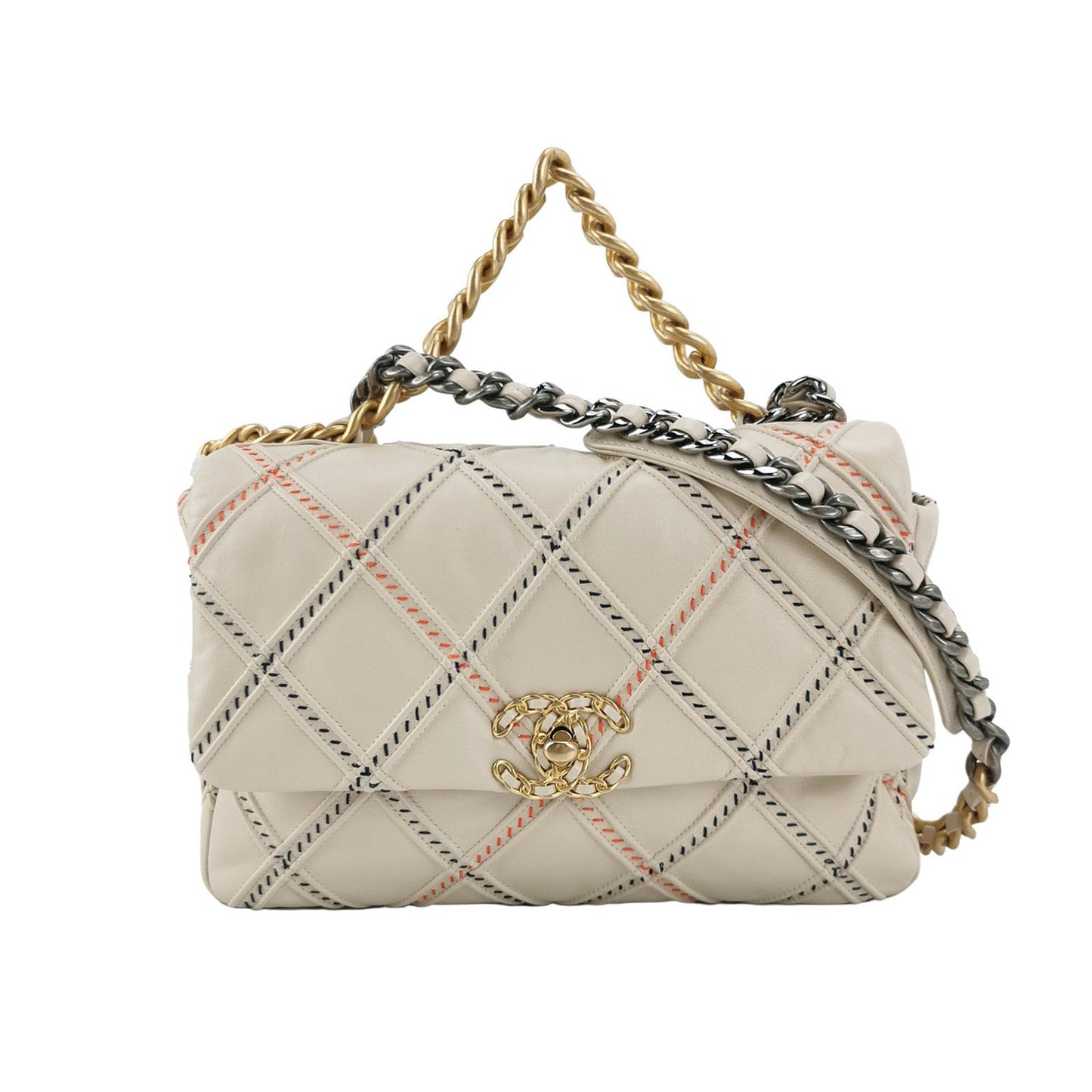 Chanel 19 Cream Wild Stitch White Handbag