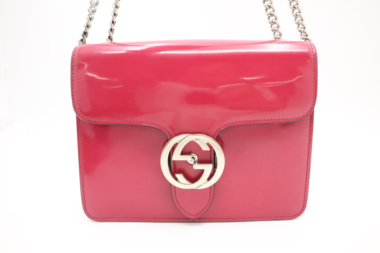 Gucci Petunia Leather Patent Pink Shoulder Bag
