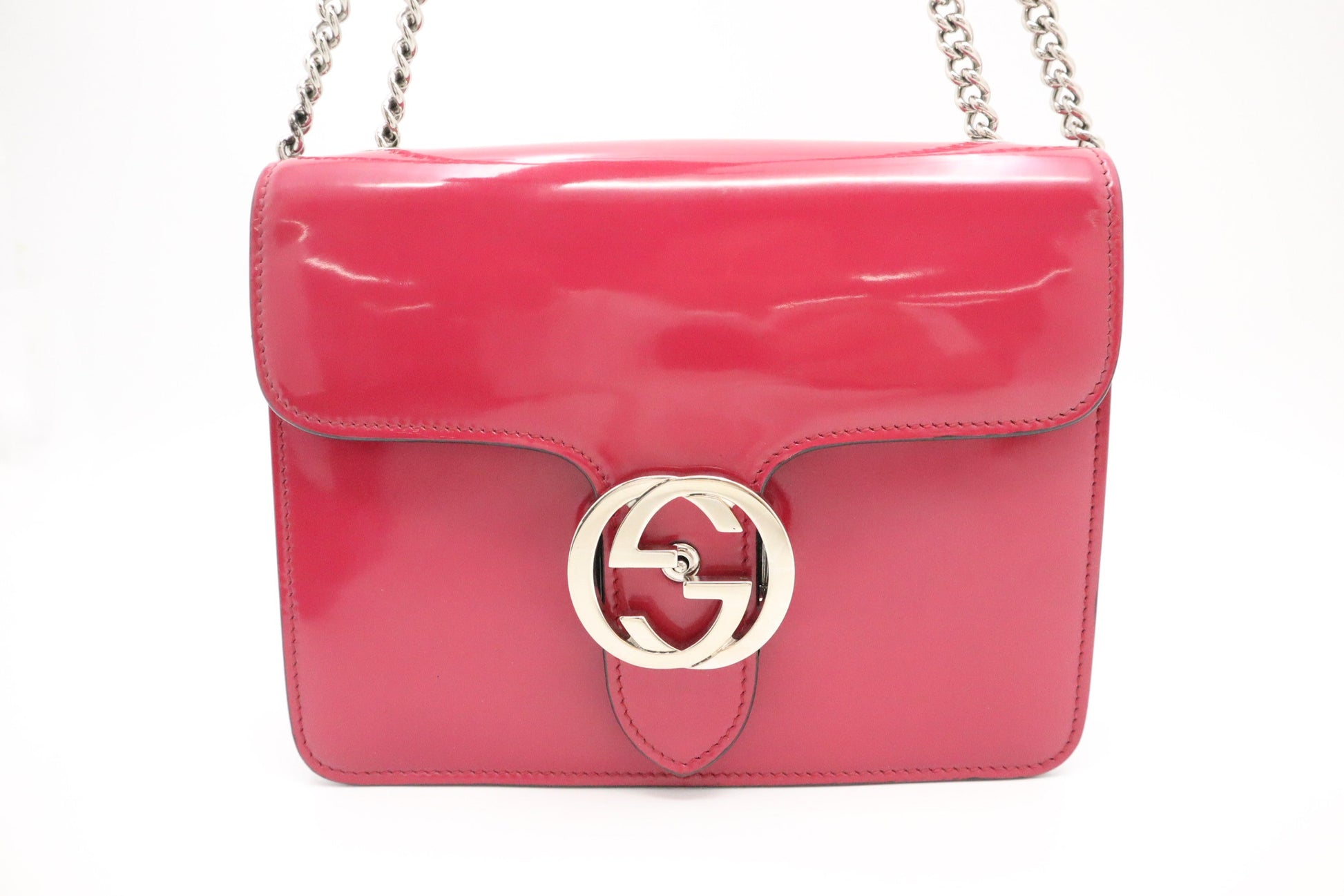 Gucci Petunia Leather Patent Pink Shoulder Bag